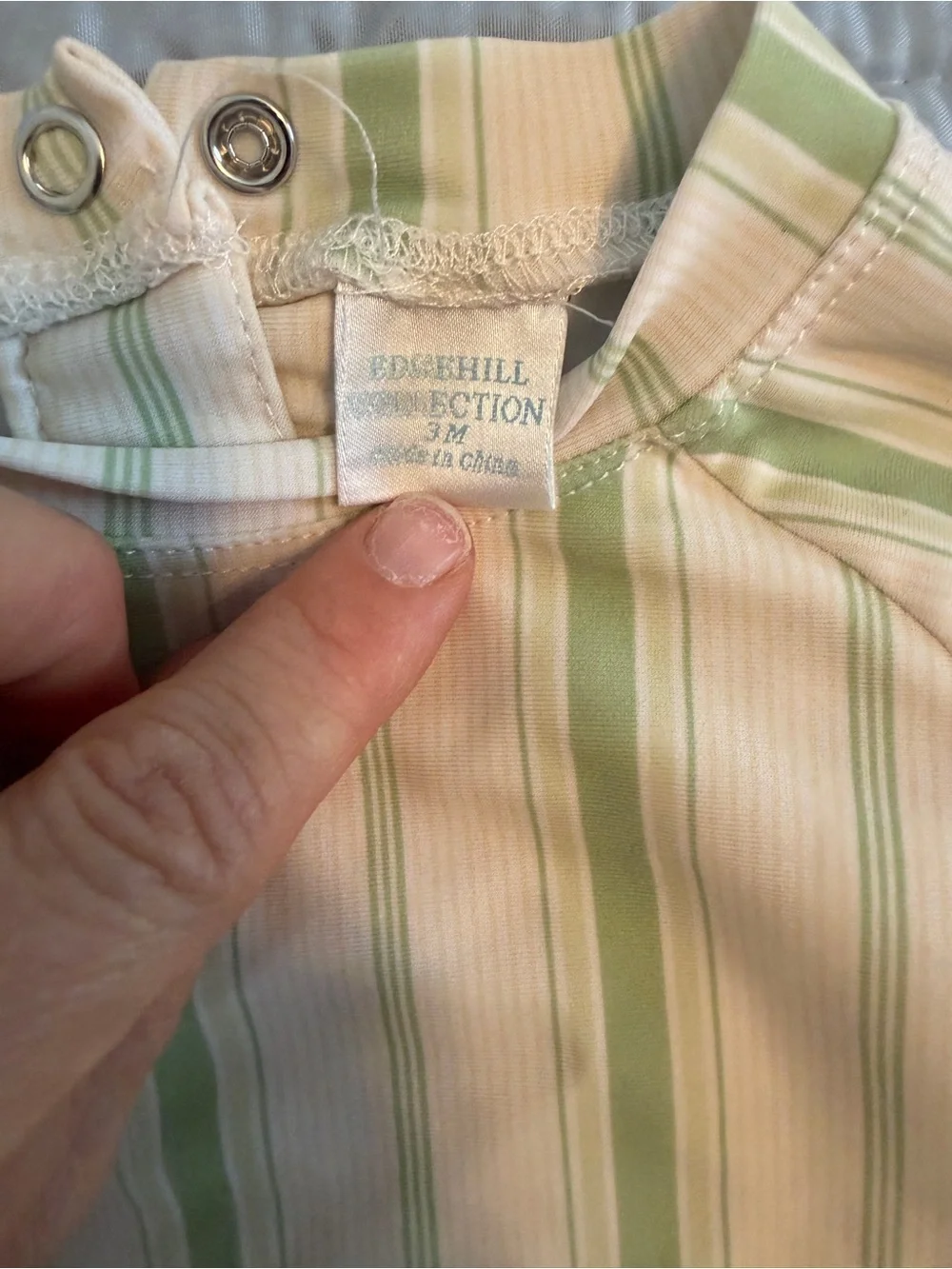 Edgehill Collection Green & Cream Striped Baby Outfit